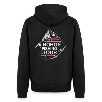 Norge Fishing Tour - Unisex Premium Bio Zip Hoodie - Schwarz - Hinten - Nico (187cm)