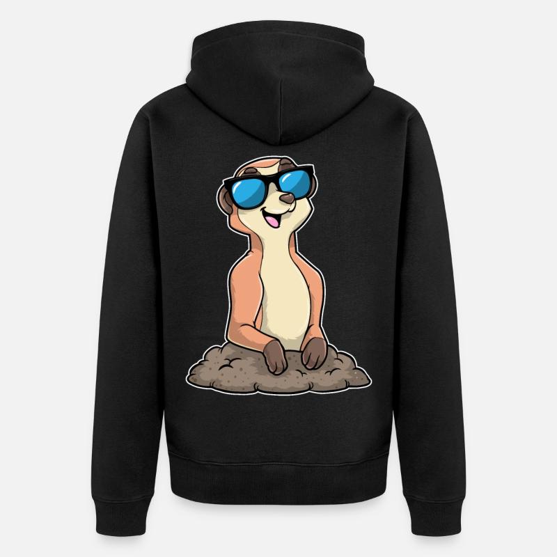 Erdmännchen mit Brille - Unisex Premium Bio Zip Hoodie - Schwarz