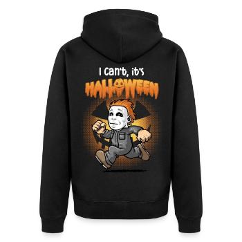 Ich kann nicht, dass es Halloween ist - Unisex Premium Bio Zip Hoodie - Schwarz - Hinten - Nico (187cm)