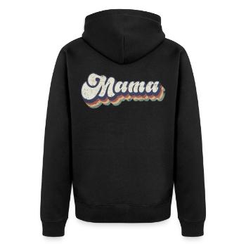 Mama Retro Vintage - Unisex Premium Bio Zip Hoodie - Schwarz - Hinten - Nico (187cm)