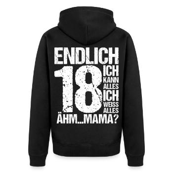 Endlich 18. Geburtstag Ich Kann Alles 18 Jahre - Unisex Premium Bio Zip Hoodie - Schwarz - Hinten - Nico (187cm)