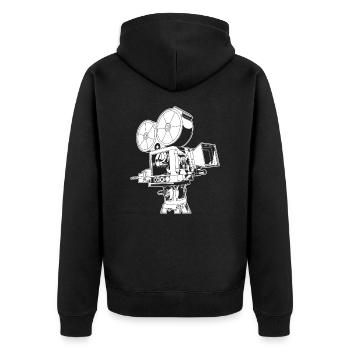 Retro Videokamera - Unisex Premium Bio Zip Hoodie - Schwarz - Hinten - Nico (187cm)