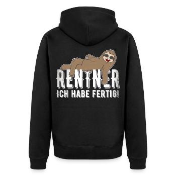 Rentner Ich Habe Fertig Faultier - Unisex Premium Bio Zip Hoodie - Schwarz - Hinten - Nico (187cm)
