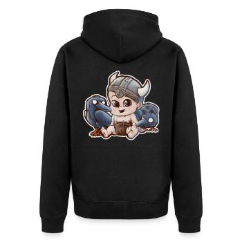 odin viking baby - Unisex Premium Organic Zip Hoodie - black - Back - Nico (187cm)