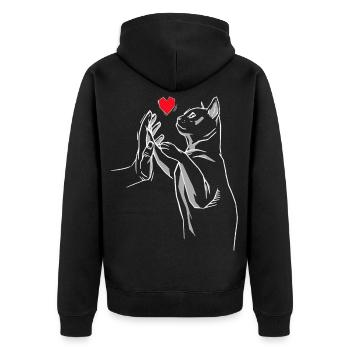 Stubentiger Katze Kater Katzen Miau Katzenliebhabe - Unisex Premium Bio Zip Hoodie - Schwarz - Hinten - Nico (187cm)