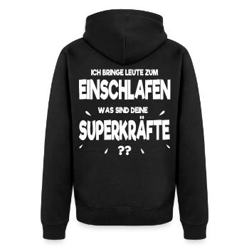 Anästhesie Anästhesist Superkräfte Geschenk lustig - Unisex Premium Bio Zip Hoodie - Schwarz - Hinten - Nico (187cm)