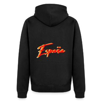 España Neon Schriftzug - Unisex Premium Bio Zip Hoodie - Schwarz - Hinten - Nico (187cm)
