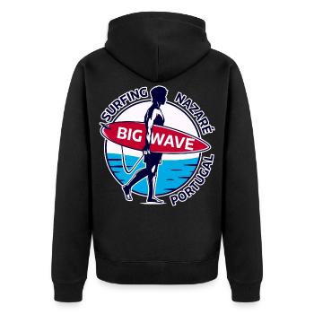 Surfing Nazaré Big Wave Portugal - Veste à capuche bio Premium Unisexe - noir - Dos - Nico (187cm)