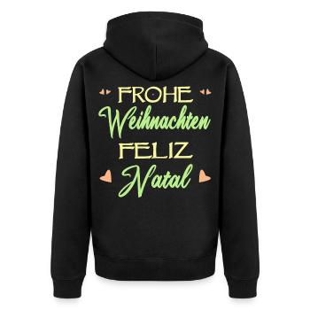 Deutsch-Brasilianer Weihnachten Natal Geschenk - Unisex Premium Bio Zip Hoodie - Schwarz - Hinten - Nico (187cm)