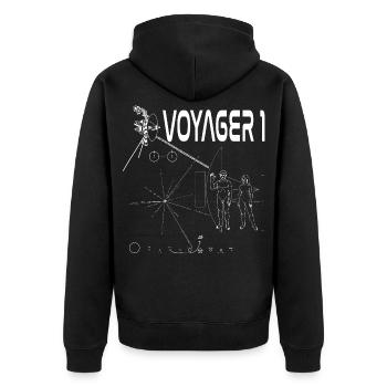 Voyager 1 Raumsonde weiß - Unisex Premium Bio Zip Hoodie - Schwarz - Hinten - Nico (187cm)