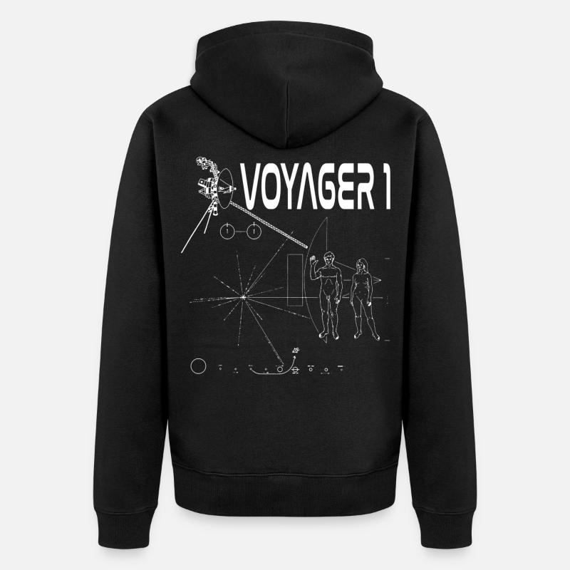 Sonde spatiale voyager 1 blanche - Veste à capuche bio Premium Unisexe - noir