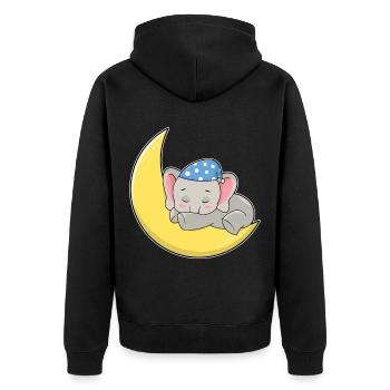 Elephant Moon - Unisex Premium Organic Zip Hoodie - black - Back - Nico (187cm)