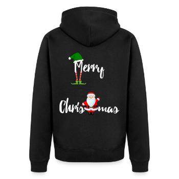 Joyeux Noël avec le Père Noël et l’Elf - Veste à capuche bio Premium Unisexe - noir - Dos - Nico (187cm)