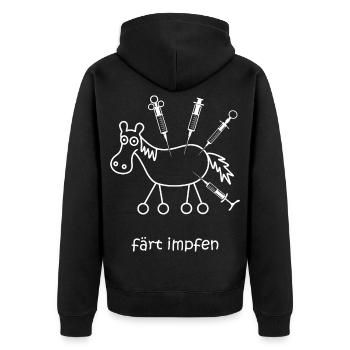färt, Spritze, Impfung, Impfstoff, Medizin, Pferd - Unisex Premium Bio Zip Hoodie - Schwarz - Hinten - Nico (187cm)