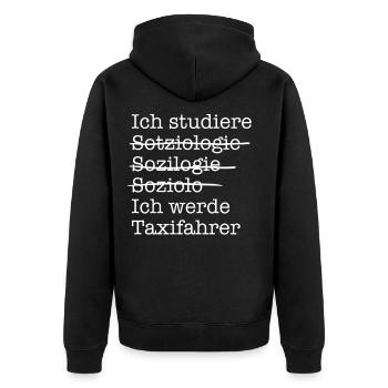 Ich studiere Soziologie Taxifahrer lustiger Spruch - Unisex Premium Bio Zip Hoodie - Schwarz - Hinten - Nico (187cm)
