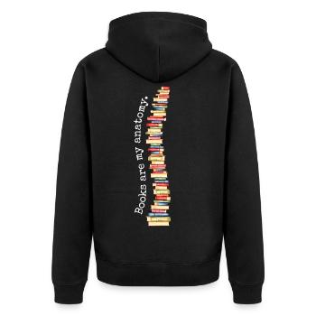 Books Books Are My Anatomy Spine Bookworm - Unisex Premium Organic Zip Hoodie - black - Back - Nico (187cm)