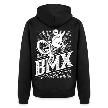 Vélo de vélo BMX | Nice BMX | Idée cadeau - Veste à capuche bio Premium Unisexe - noir - Dos - Nico (187cm)