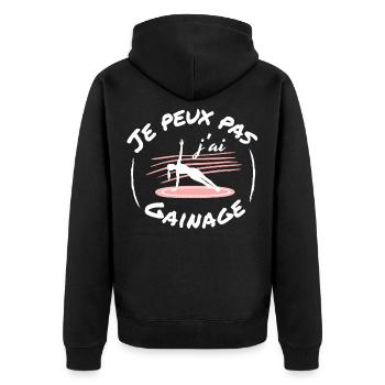 Je peux pas j'ai gainage (femme sur tapis de gym) - Veste à capuche bio Premium Unisexe - noir - Dos - Nico (187cm)