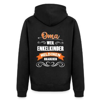 Oma Wächst Enkelkinder Heldinnen - Unisex Premium Bio Zip Hoodie - Schwarz - Hinten - Nico (187cm)