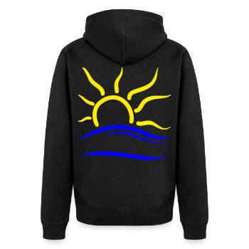 Naturismus Symbol - Unisex Premium Bio Zip Hoodie - Schwarz - Hinten - Nico (187cm)