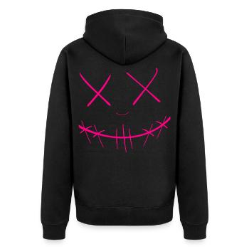 Face - Unisex Premium Organic Zip Hoodie - black - Back - Nico (187cm)