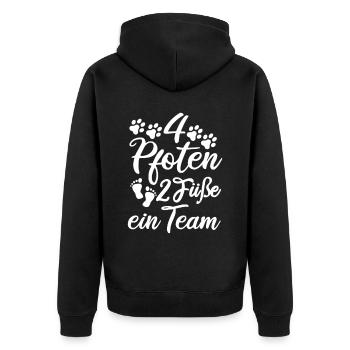 Vier Pfoten Zwei Füße Team - Unisex Premium Bio Zip Hoodie - Schwarz - Hinten - Nico (187cm)