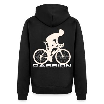 Bike - Unisex Premium Organic Zip Hoodie - black - Back - Nico (187cm)