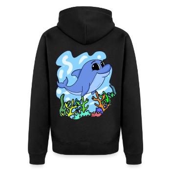 Dolphin - Unisex Premium Organic Zip Hoodie - black - Back - Nico (187cm)