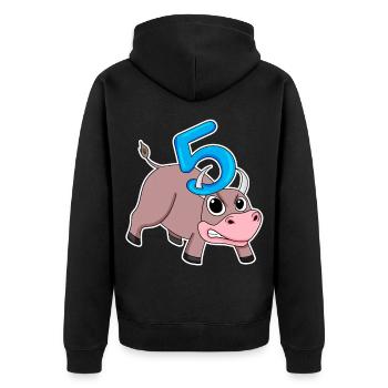 Taureau taureau d'anniversaire pour enfants de 5 ans - Veste à capuche bio Premium Unisexe - noir - Dos - Nico (187cm)