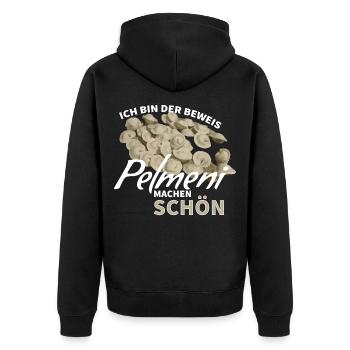 Pelmeni machen schön Geschenk - Unisex Premium Bio Zip Hoodie - Schwarz - Hinten - Nico (187cm)