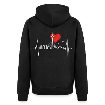 Düsseldorf Skyline Battement de coeur Amour Düsseldorf - Veste à capuche bio Premium Unisexe - noir - Dos - Nico (187cm)