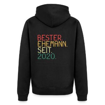 Bester Ehemann seit 2020 - Unisex Premium Bio Zip Hoodie - Schwarz - Hinten - Nico (187cm)