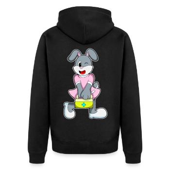 Häschen Krankenschwester Erste-Hilfe-Kasten - Unisex Premium Bio Zip Hoodie - Schwarz - Hinten - Nico (187cm)