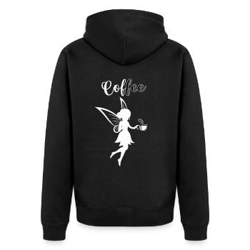 Kaffeefee Silhouette Coffee Kaffee Fee Getränk - Unisex Premium Bio Zip Hoodie - Schwarz - Hinten - Nico (187cm)