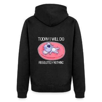 Koala saying funny lazy relax - Unisex Premium Organic Zip Hoodie - black - Back - Nico (187cm)