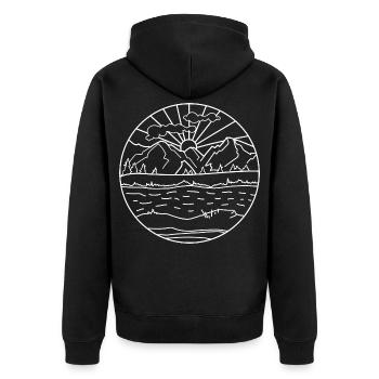 Berge Symbol - Unisex Premium Bio Zip Hoodie - Schwarz - Hinten - Nico (187cm)