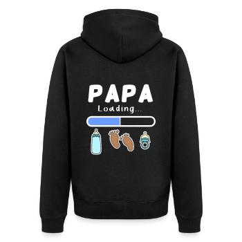 expectant father - dad is loaded - Unisex Premium Organic Zip Hoodie - black - Back - Nico (187cm)