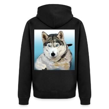 Husky - Unisex Premium Organic Zip Hoodie - black - Back - Nico (187cm)