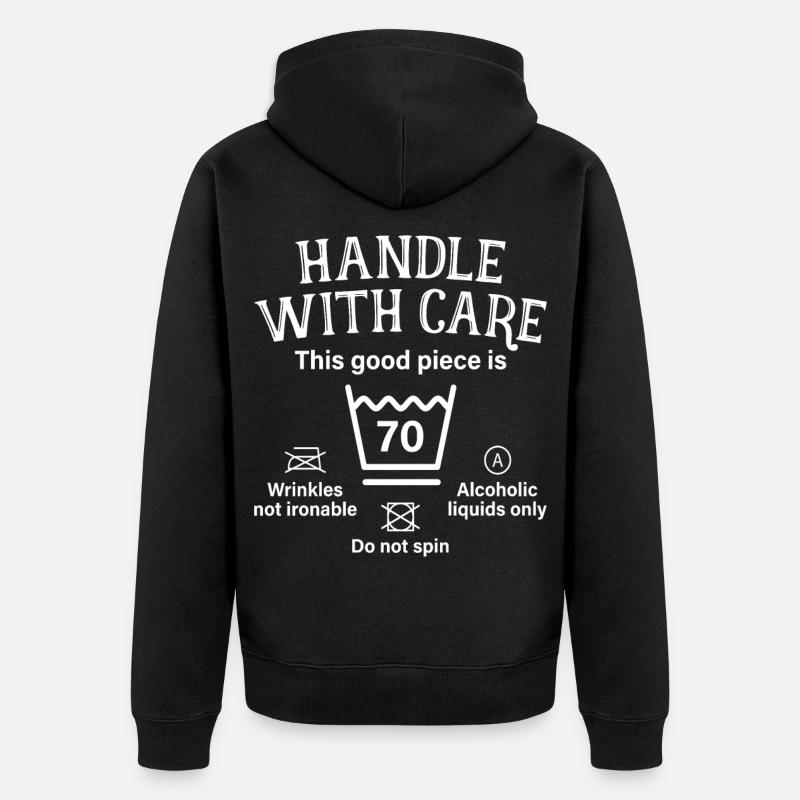 Manipuler avec précaution 70ème anniversaire - Veste à capuche bio Premium Unisexe - noir