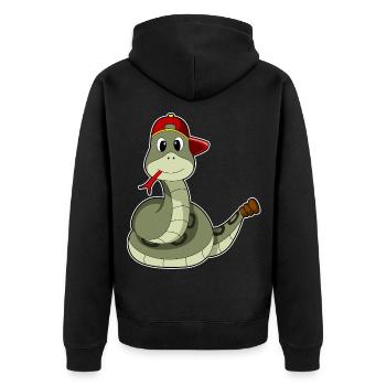 Schlange Schüler Cap Schule - Unisex Premium Bio Zip Hoodie - Schwarz - Hinten - Nico (187cm)