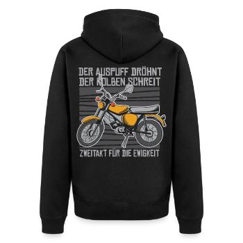 Ost Moped S51 - Unisex Premium Bio Zip Hoodie - Schwarz - Hinten - Nico (187cm)