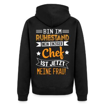 Rente Pension Ruhestand Rentner 2021 - Unisex Premium Bio Zip Hoodie - Schwarz - Hinten - Nico (187cm)