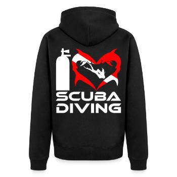 Ich liebe Tauchen mit Sharks Girl Edition - Unisex Premium Bio Zip Hoodie - Schwarz - Hinten - Nico (187cm)