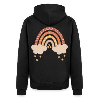 Boho Regenbogen Baby Junge Mädchen Geburt Geschenk - Unisex Premium Bio Zip Hoodie - Schwarz - Hinten - Nico (187cm)