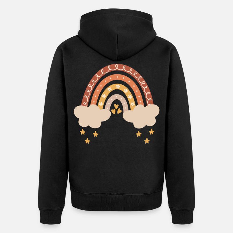 Boho Regenbogen Baby Junge Mädchen Geburt Geschenk - Unisex Premium Bio Zip Hoodie - Schwarz