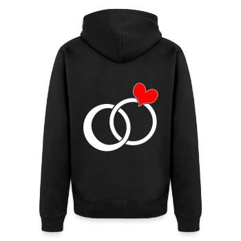 Wedding ring marriage ring engagement - Unisex Premium Organic Zip Hoodie - black - Back - Nico (187cm)