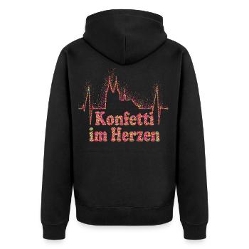 Köln Herzschlag Konfetti Im Herzen Karneval Kölner - Unisex Premium Bio Zip Hoodie - Schwarz - Hinten - Nico (187cm)