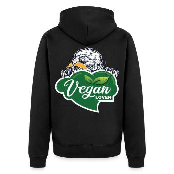 Vegan Lover Adler Grafik - Unisex Premium Bio Zip Hoodie - Schwarz - Hinten - Nico (187cm)