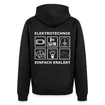 Elektrotechnik Ingenieur Studium - Unisex Premium Bio Zip Hoodie - Schwarz - Hinten - Nico (187cm)