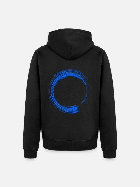 Circle Design Brush Blue - Unisex Premium Organic Zip Hoodie - black
